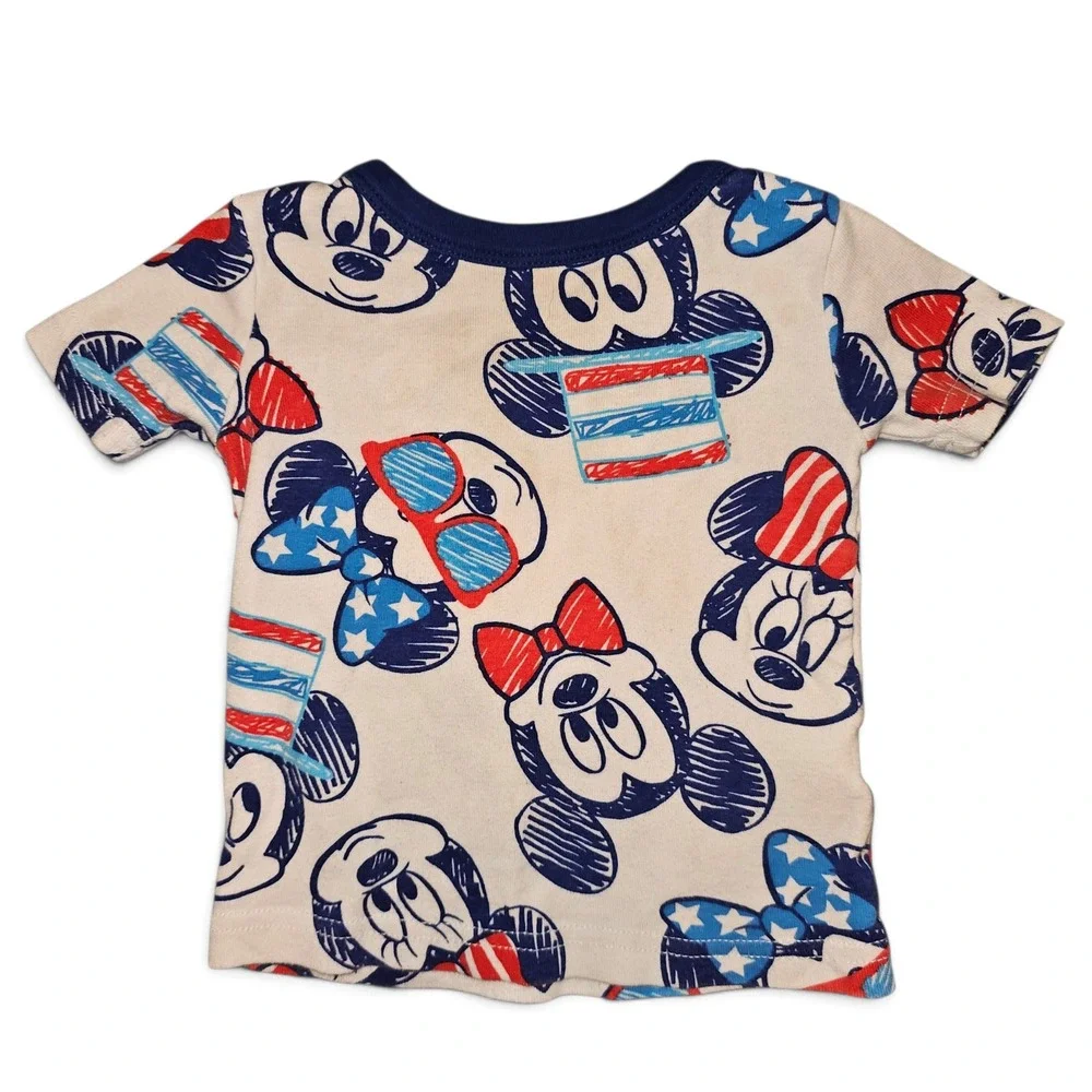 Disney Pajama Set Kids 12M White Good Americana Mickey Minnie Mouse Patriotic